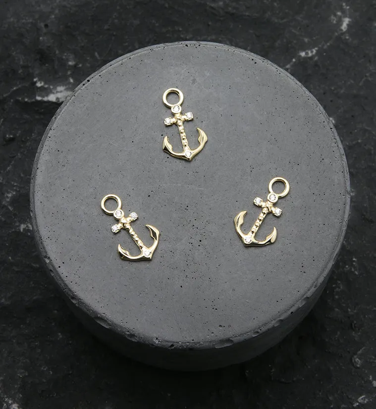 14kt Gold Anchor CZ Charm