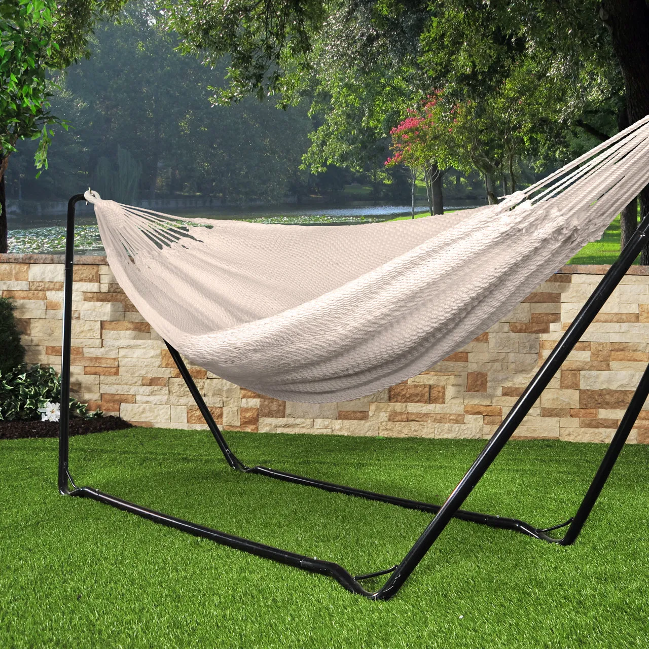 Brazilian Style Oversized Rope Hammock w/ Hanging Hardware | 60-in. Wide | 450 Lb. Capacity