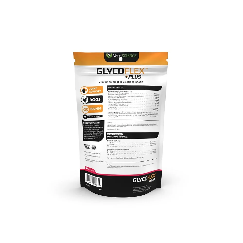 GlycoFlex Plus Hip and Joint Supplement for Medium and Large Dogs - Bacon Recipe