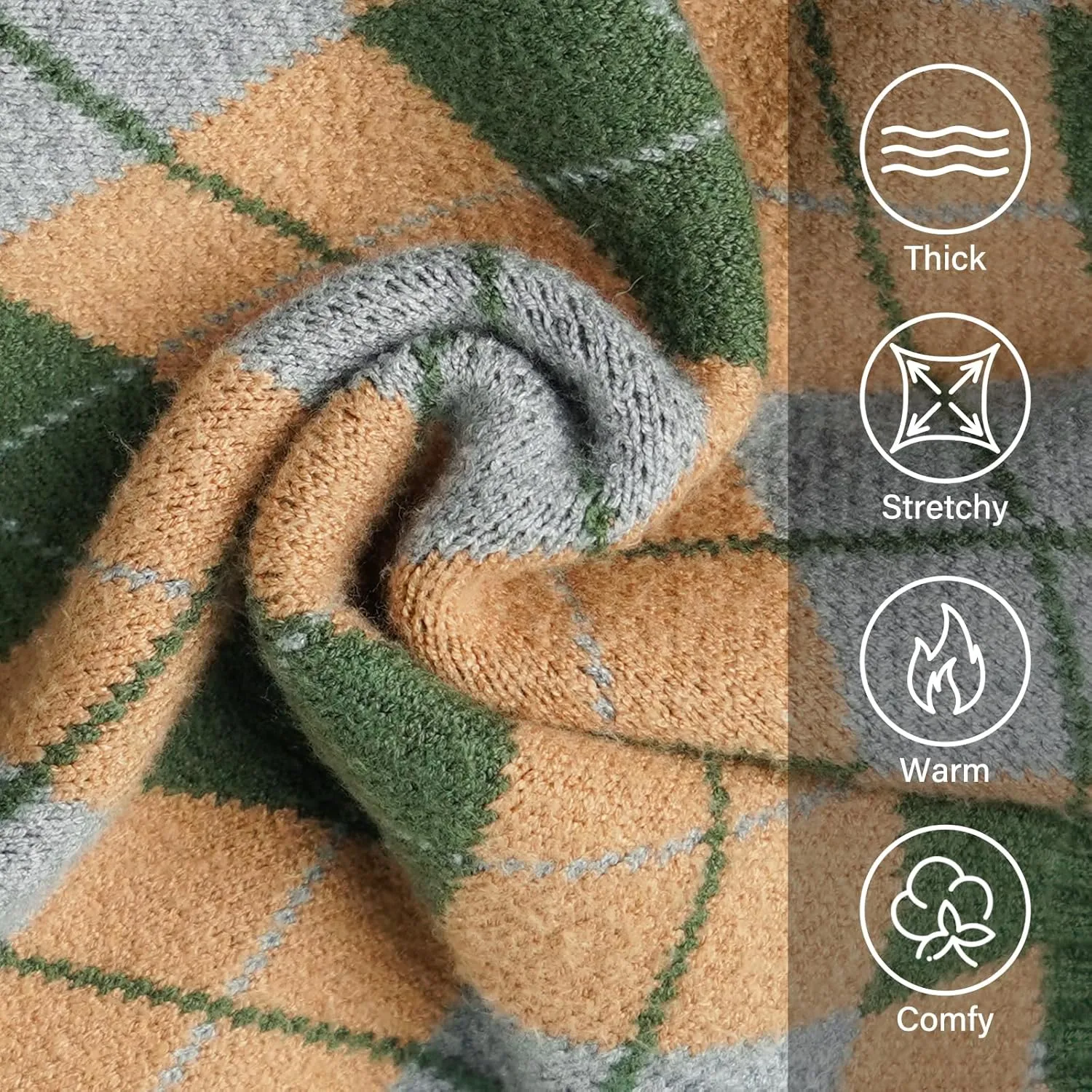 KYEESE Dog Sweater Turtleneck Dog Sweater for Small Dogs Diamond Plaid Pet Sweater with Long Sleeve Comfy Pet Coats Warm Dogs Clothes, Green, Small