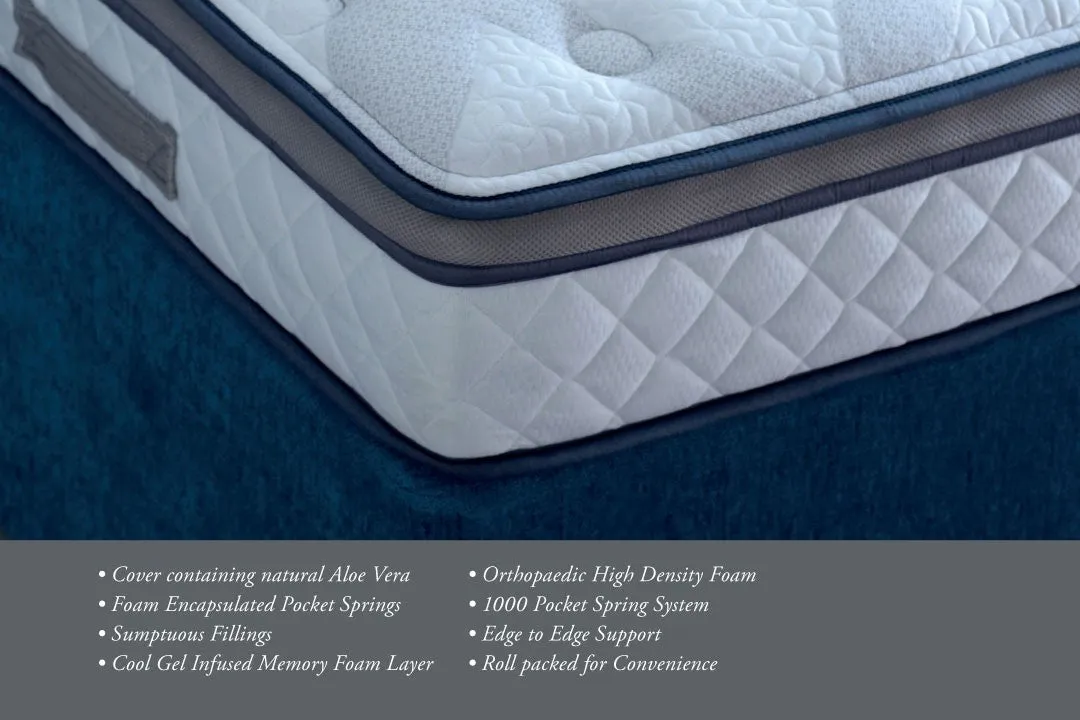 Majestic 1000 Pocket Sprung Cooling Gel Memory Foam Topper Mattress
