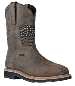 Men's Hoss Rushmore Brown, EH, SR, WP, PR, Pull On Western Soft Toe Boot