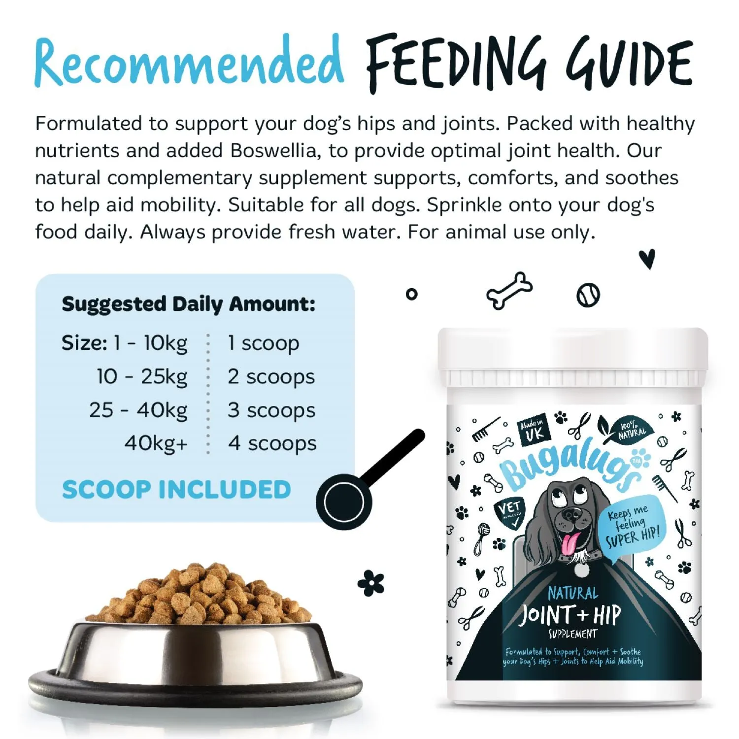 Natural Joint & Hip Supplement Powder for Dogs (200g)