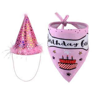 Pet Birthday Party Hat & Towel Set - For Dogs & Cats