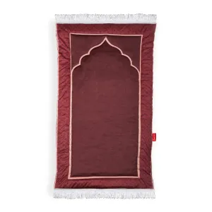 Printed Fiber Padded Prayer Mat- Burgundy