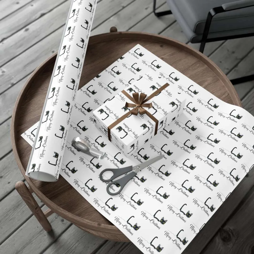 Snowy Christmas Cat Gift Wrap