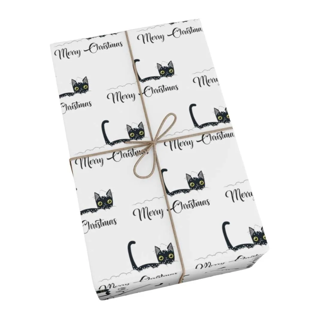 Snowy Christmas Cat Gift Wrap