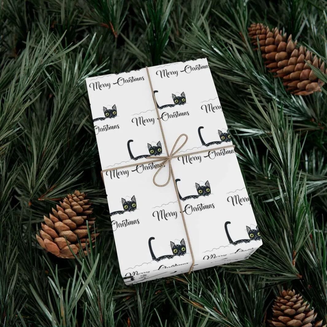 Snowy Christmas Cat Gift Wrap