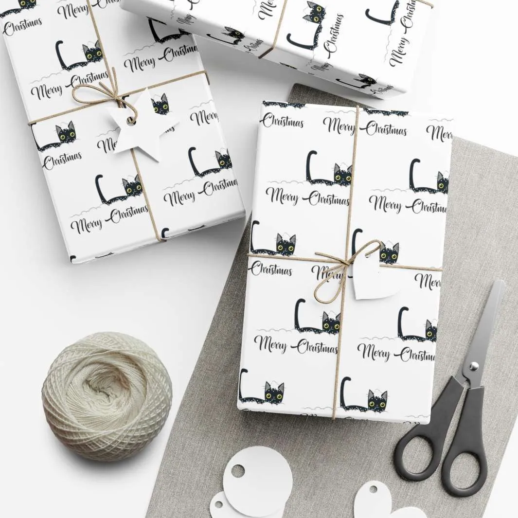 Snowy Christmas Cat Gift Wrap