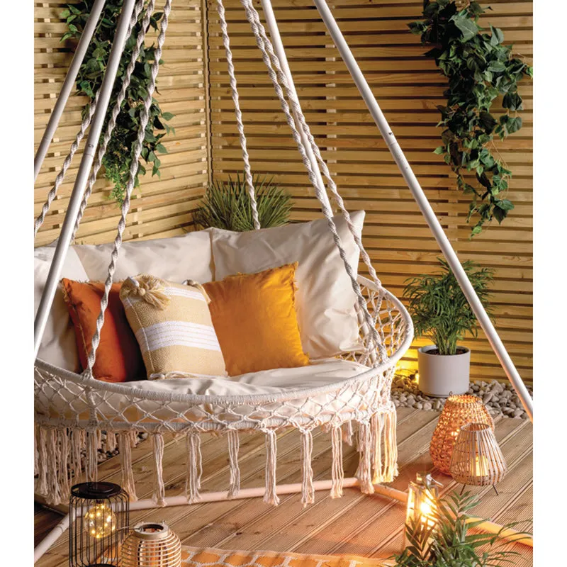 Swinging Hammock by Croft with Cream Cushions