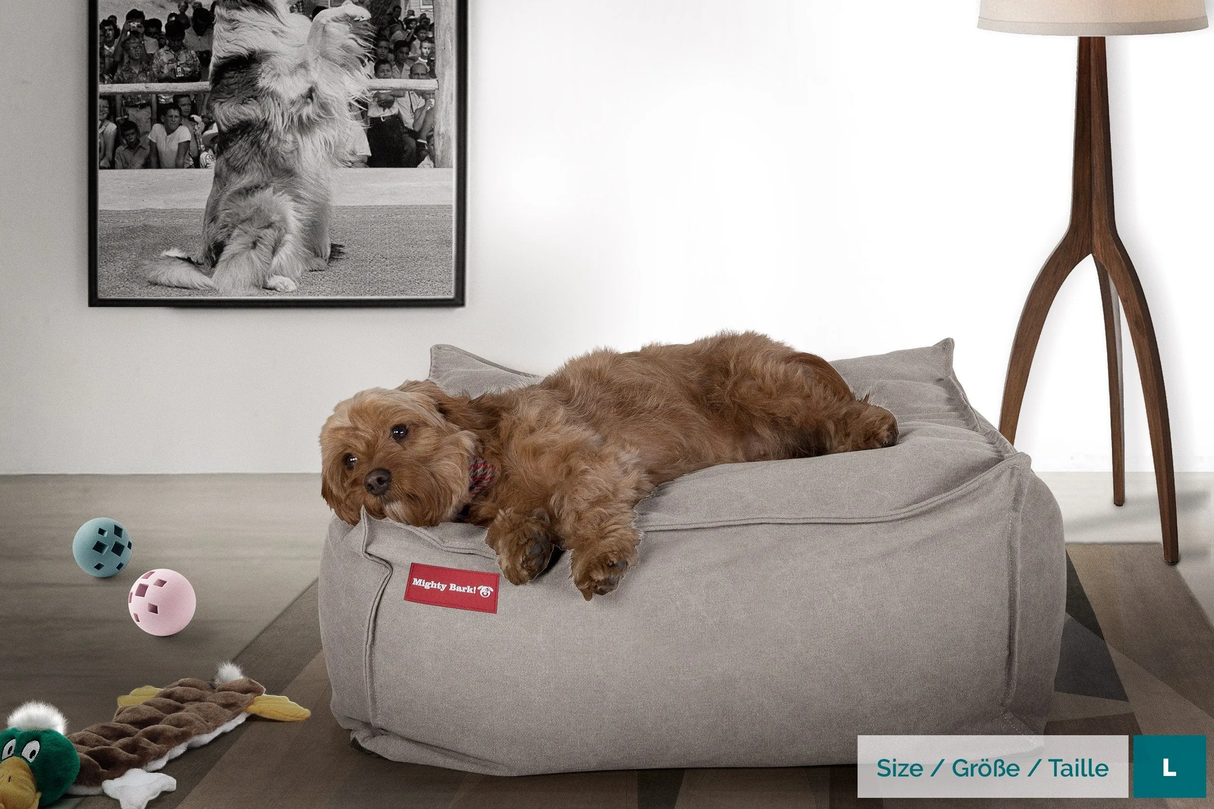 The Crash Pad  - Memory Foam Dog Bed - Stonewashed Denim Pewter