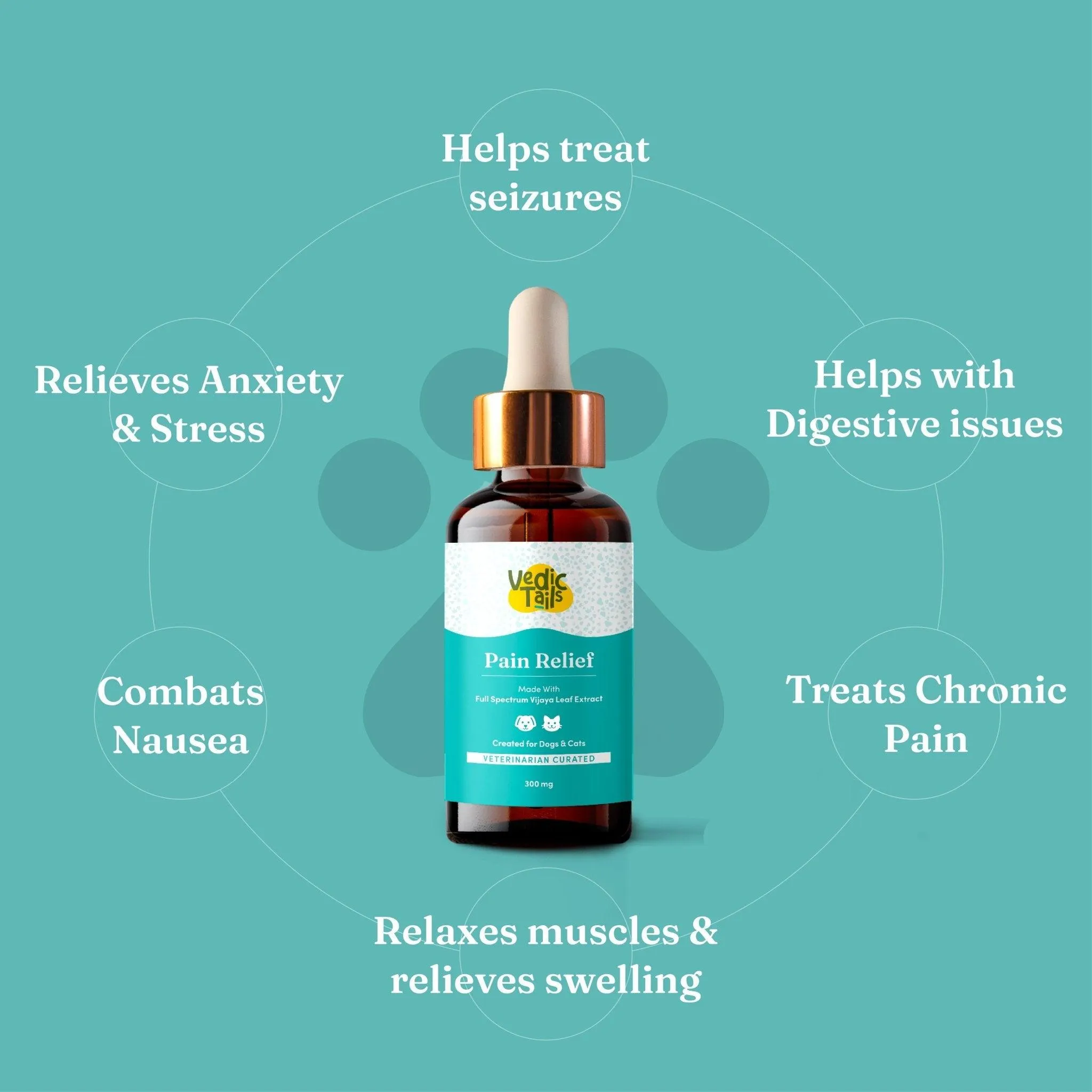 Vedic Tails Pain Relief Oil for Dogs Cats | Vijaya Leaf Extracts -30 ml