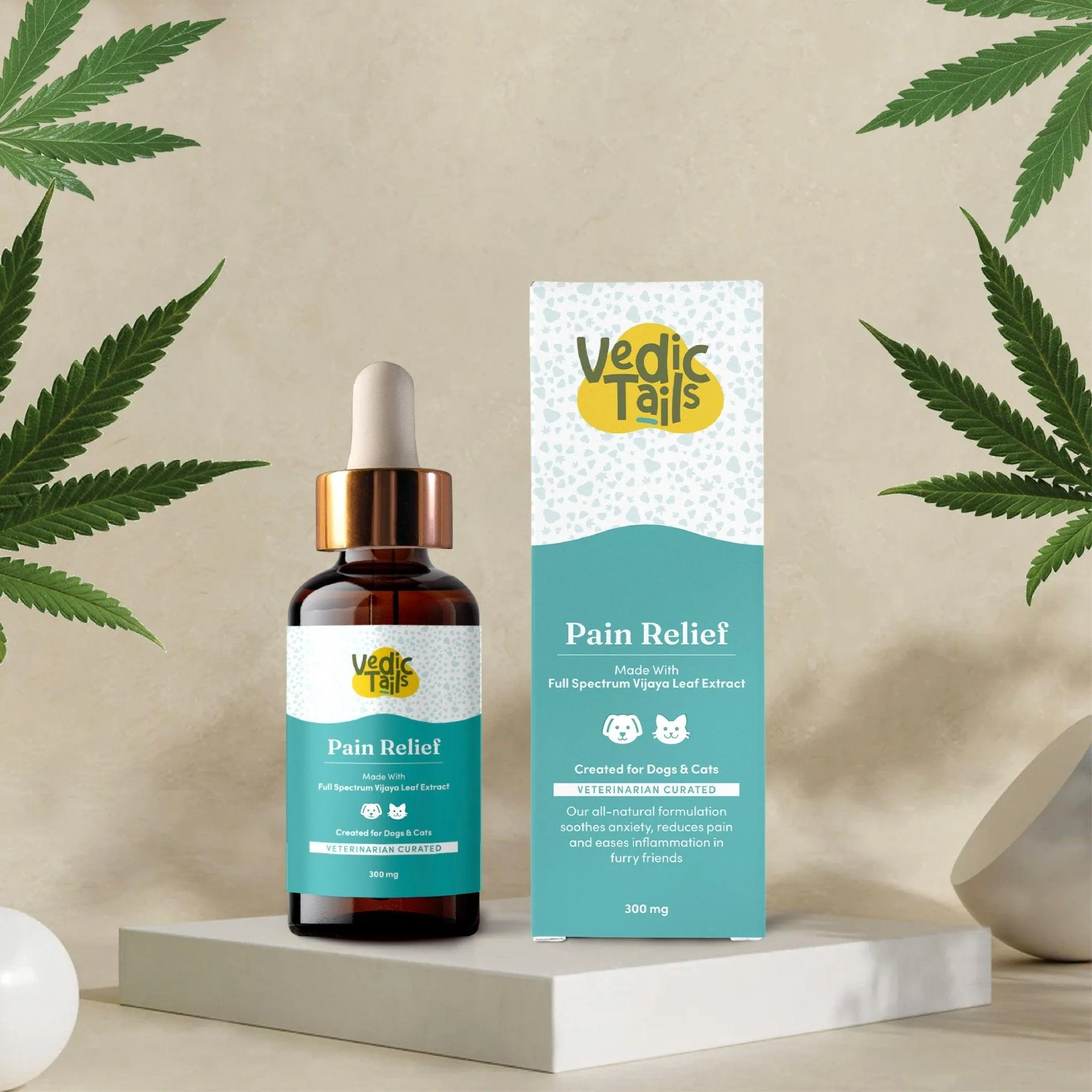 Vedic Tails Pain Relief Oil for Dogs Cats | Vijaya Leaf Extracts -30 ml
