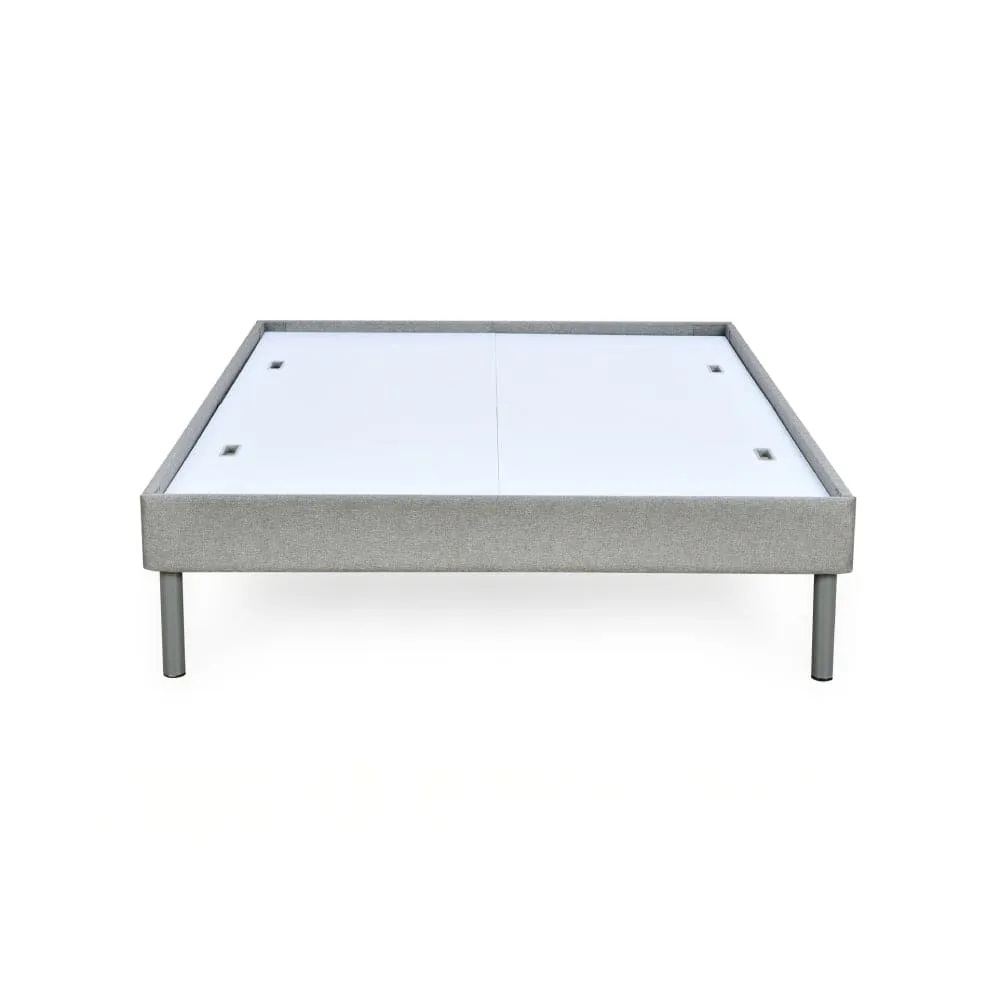 Velvette Upholstered Bed (Grey)   Plus Memory Foam Mattress (Queen)