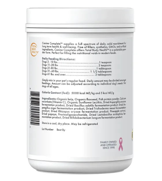 Wholistic Pet Organics Canine Complete Dog Supplements